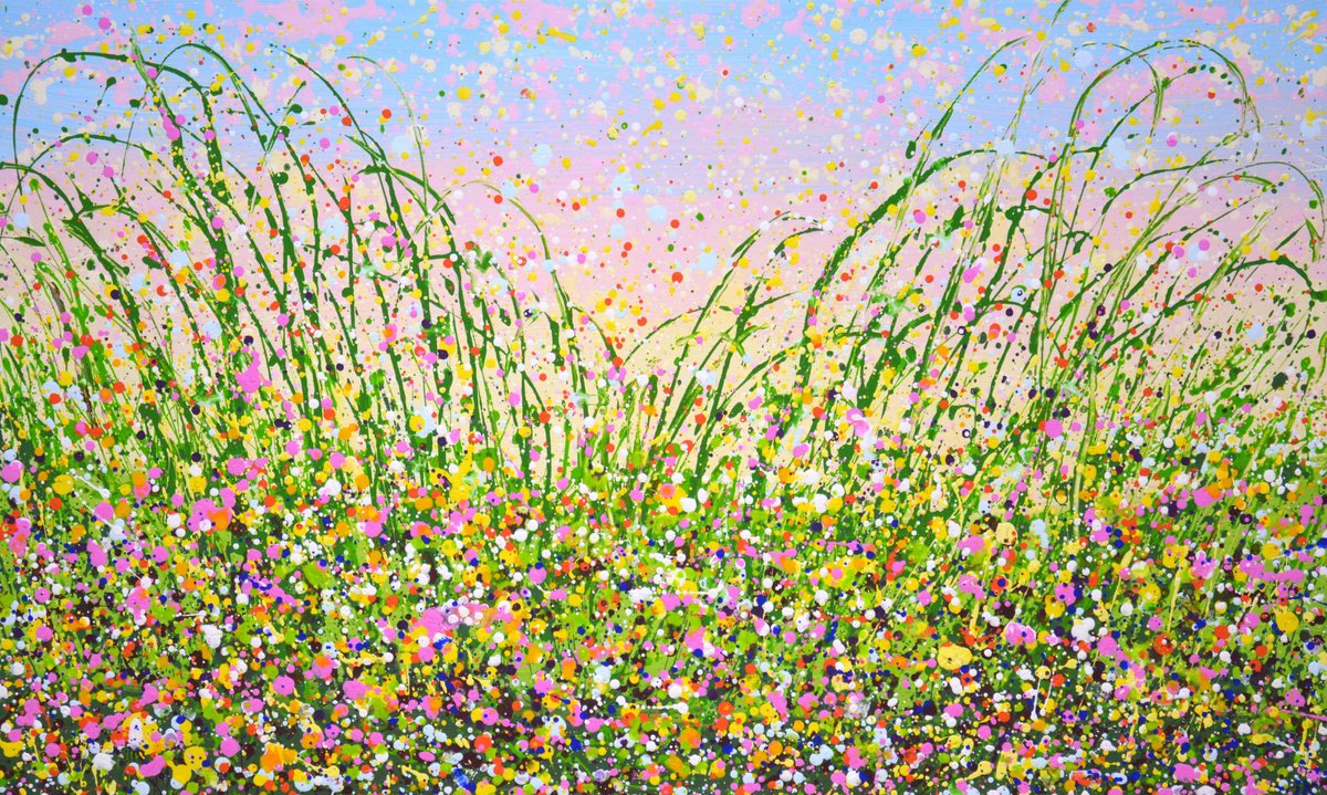 Expressive Botanical Acrylic Painting By Iryna Kastsova, 39 X 24, Summer. Herbs 5., Original Artwork