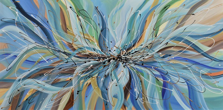Blue Passion Flower Large Abstract Floral Pai Artfinder