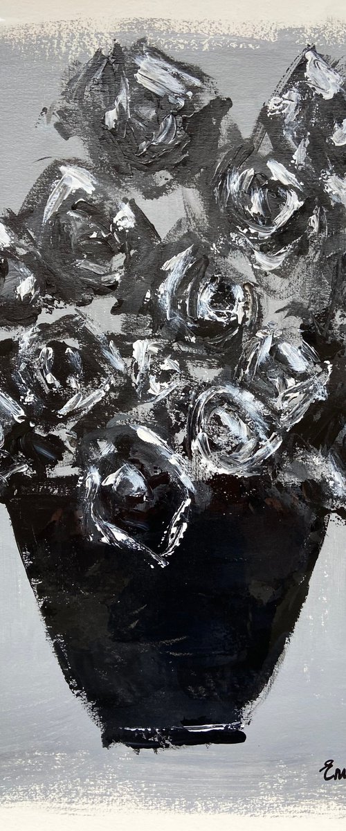 Roses in a Black Bowl by Emma Bell