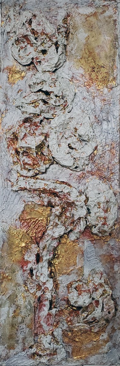 Abstract Relief By Joyce Fournier, 12 X 36", Formations Iii (Sculpture), Original Artwork