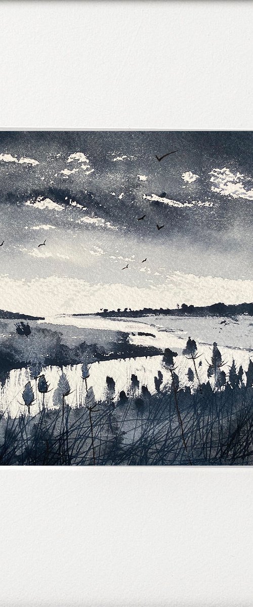 Monochrome - Teasels edge of Marshes by Teresa Tanner