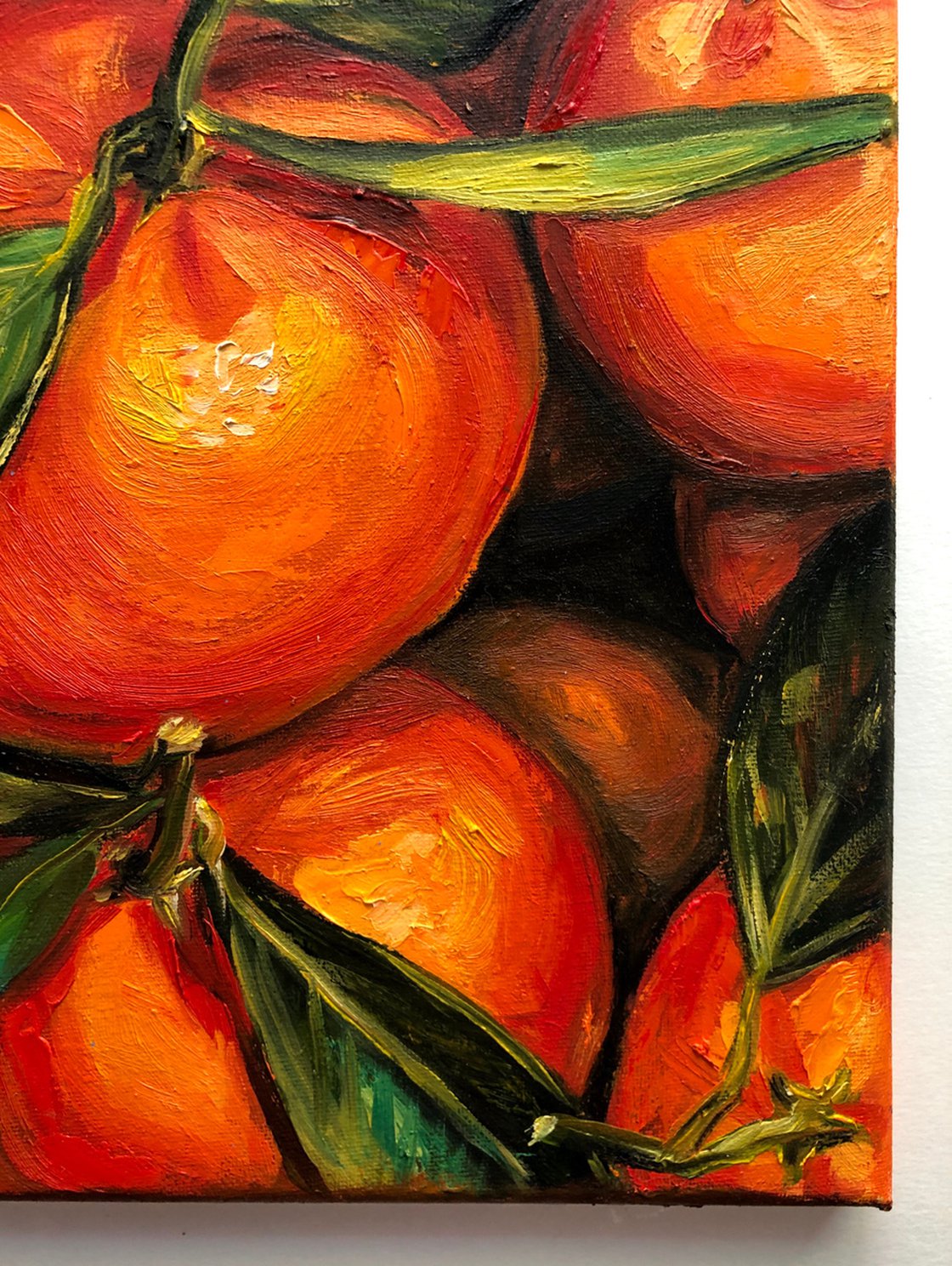 Original acrylic painting on paper unframed - blood orange citrus still  life