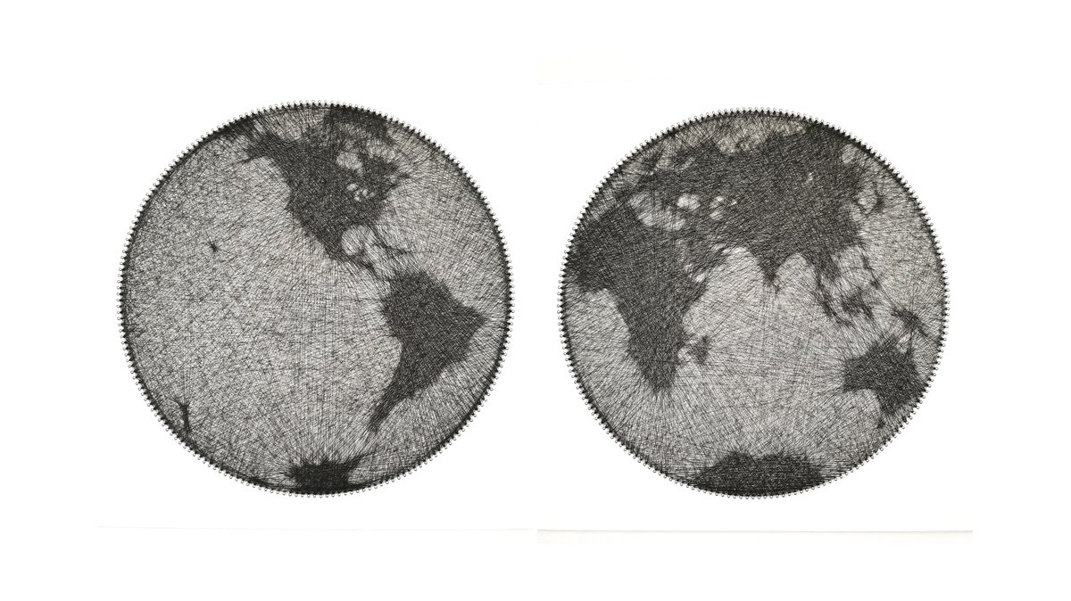 Earth Globe String Art by Andrey Saharov