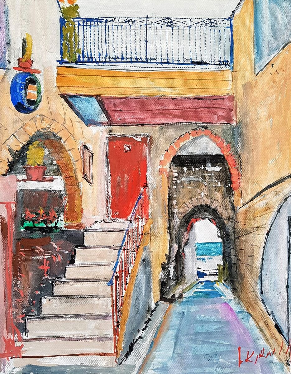 Impressionistic Landscape Painting By Leonid Kirnus, 11 X 14", Way To The Sea, Original Artwork