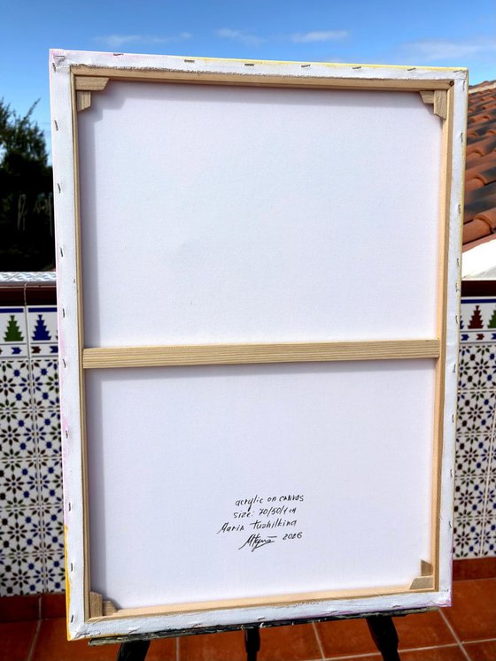 BOUQUET OF PINK TULIPS IN A VASE ON YELLOW