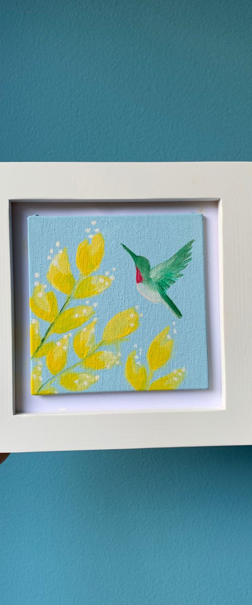 Hummingbird and flowers 4 by Olha Gitman