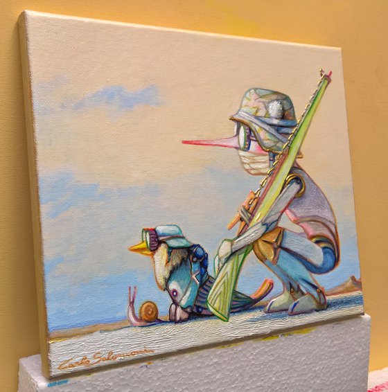 PINOCCHIO AND THE WOODEN RIFLE - ( 25 x 30 cm )