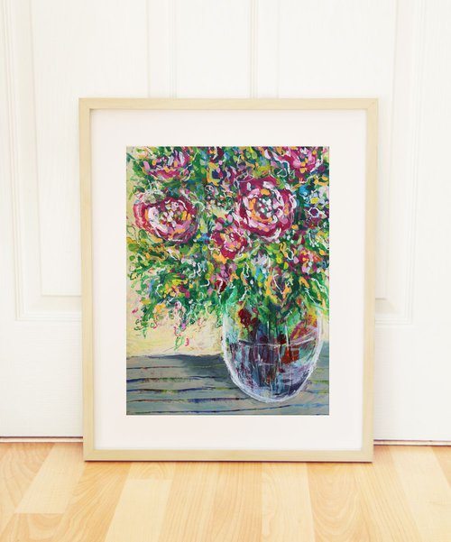 Framed Floral Painting - 2 by Shazia Basheer