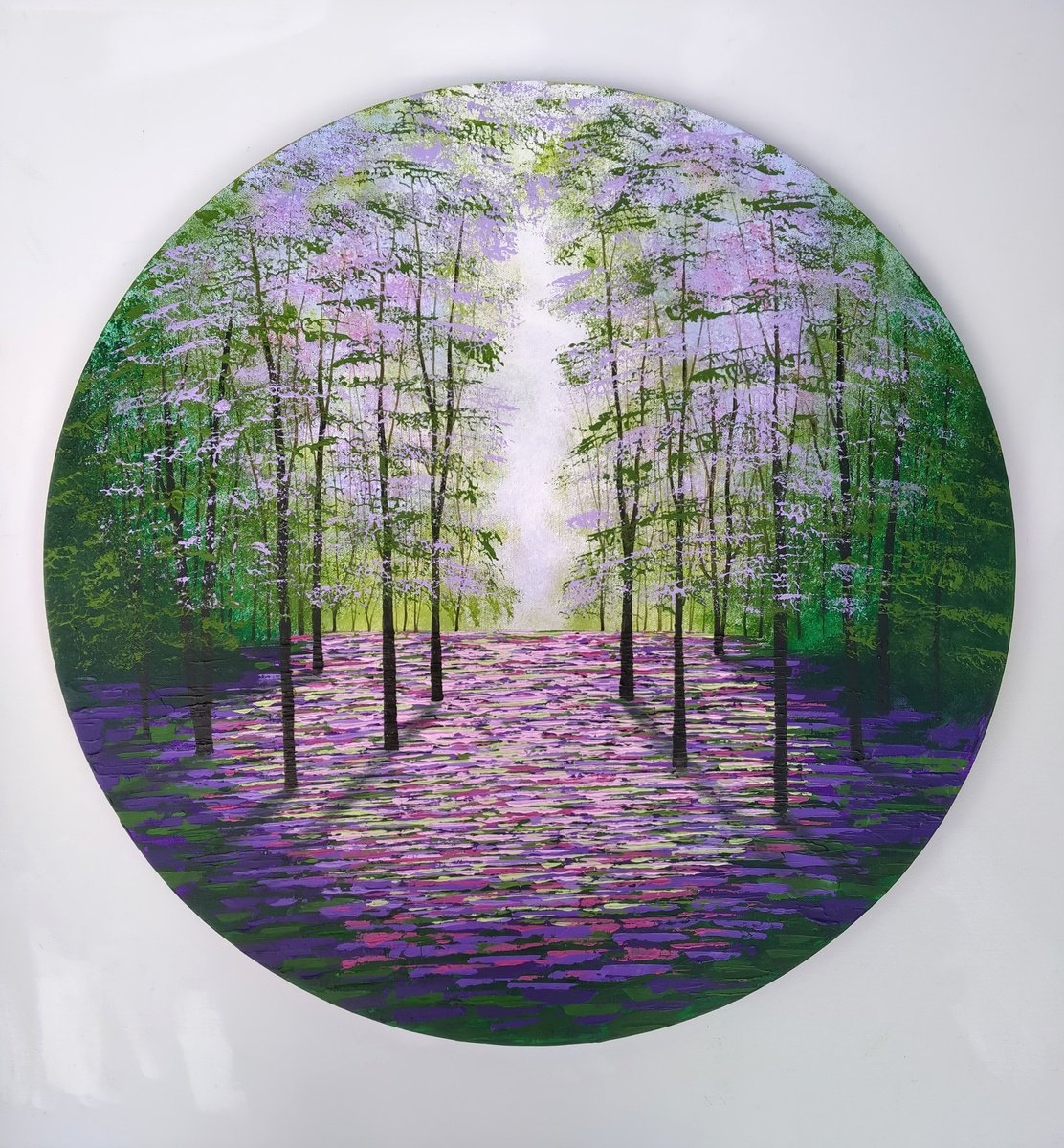 Impressionistic Landscape Acrylic Painting By Amanda Horvath, 24 X 24, Evergreen Glade, Original Artwork