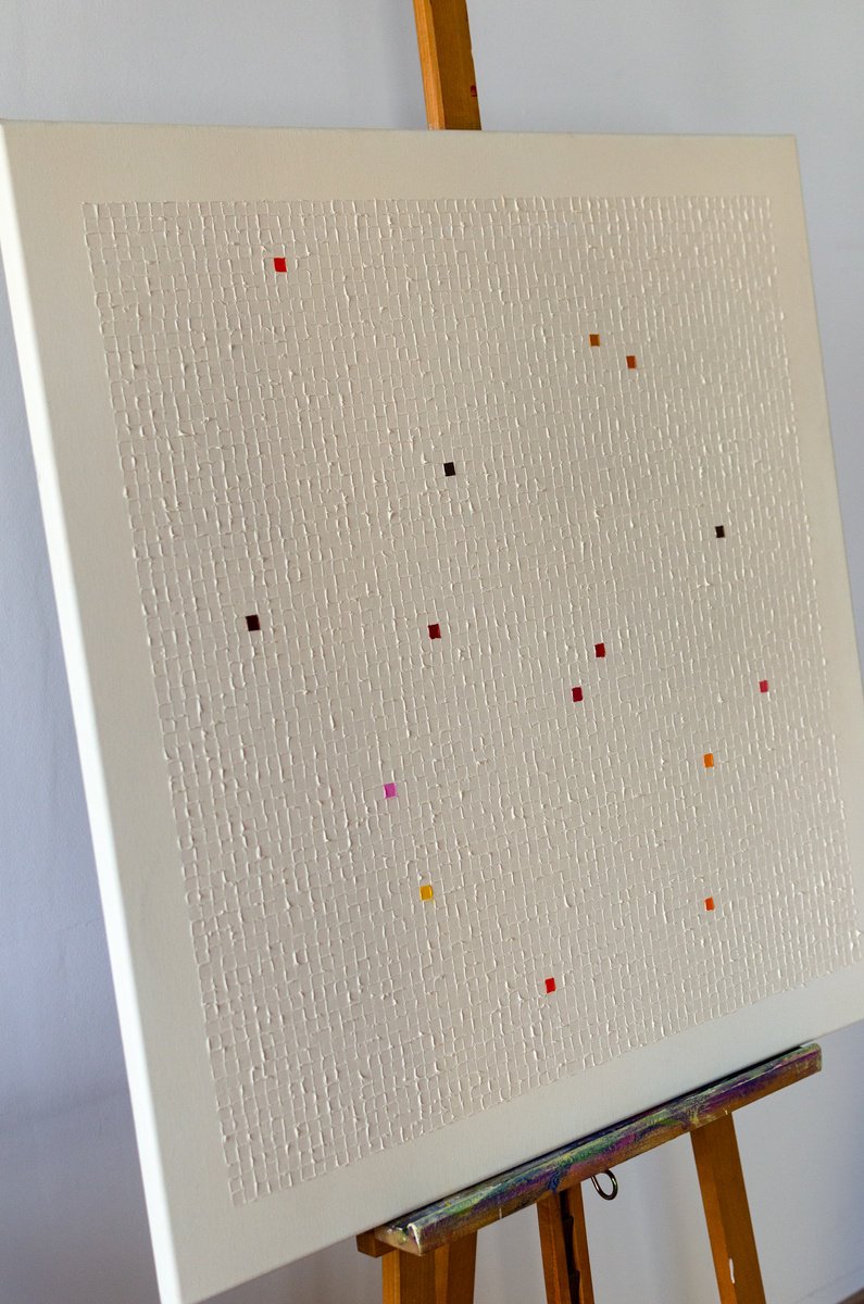 Geometric Abstract Oil Painting By Viva Hanu, 31 X 31", Silk Lights, Original Artwork