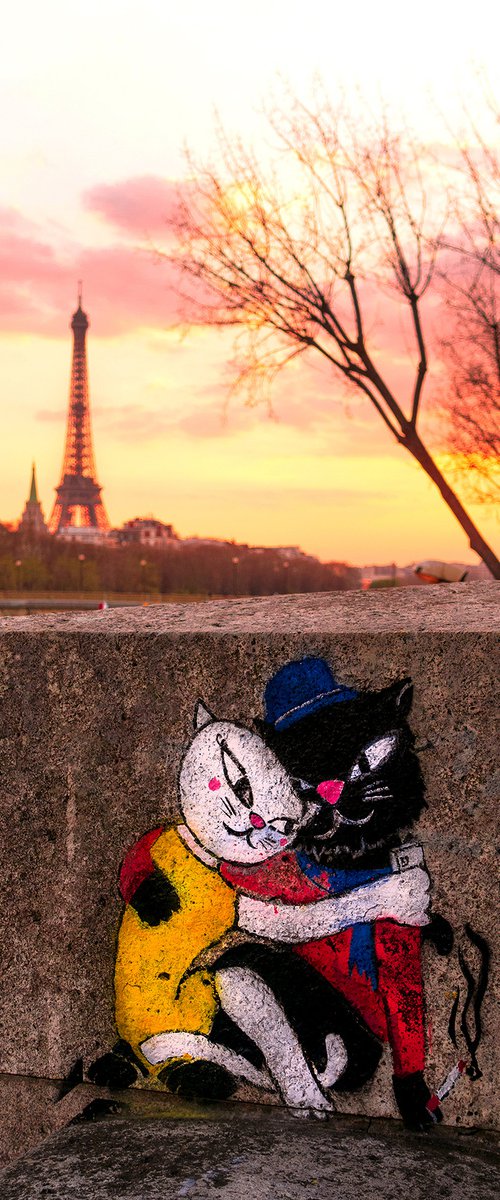 Cat love in Paris : 2019 12" X 18"    2/20 by Laura Fitzpatrick