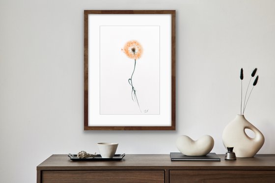 Dandelion. Floral shades. A series of abstract original watercolors in pastel colors.