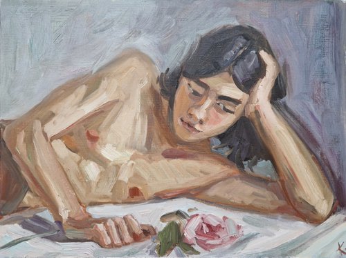 Oil portrait painting "Dreamer" by Olena Kolotova