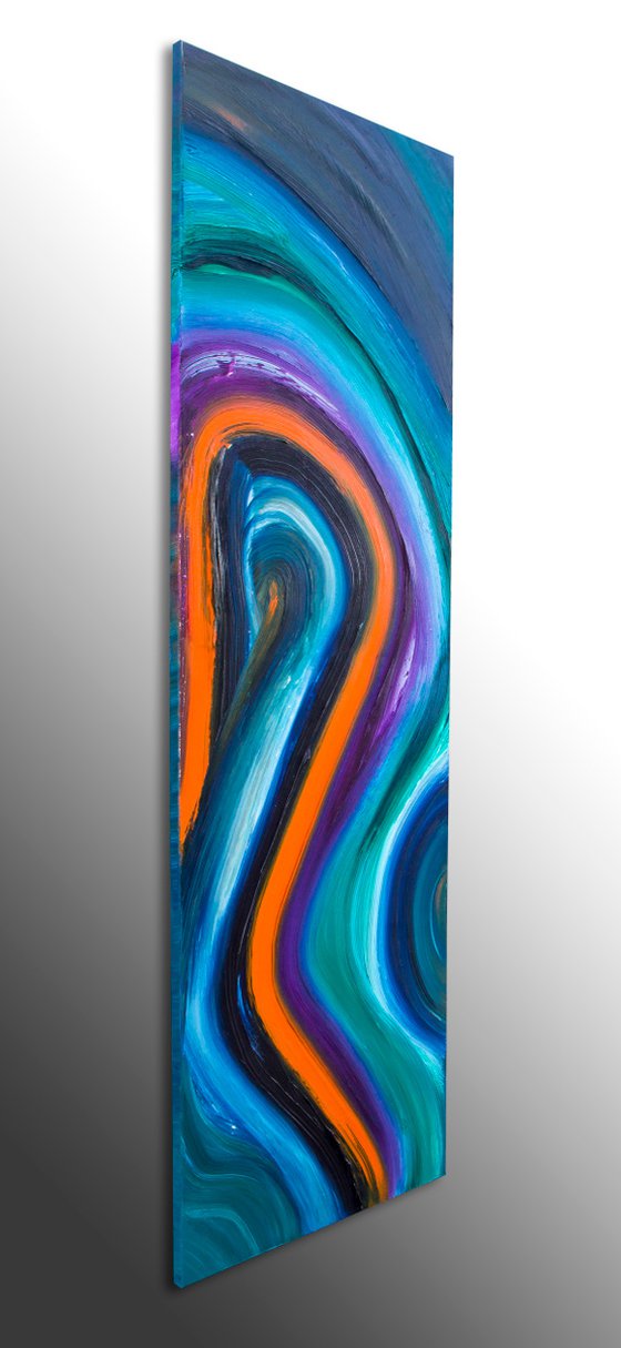Forty-five, 40x120 cm, Original abstract painting, oil on canvas