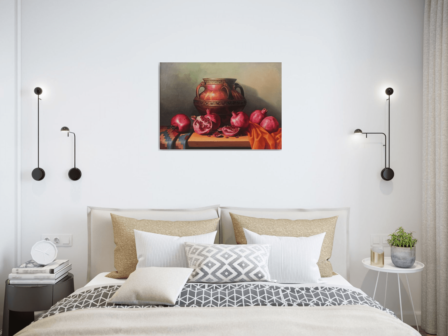 Still life with pomegranates(50x70cm, oil painting, ready to hang)