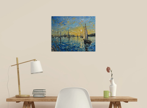 Sunset Sailing Boats