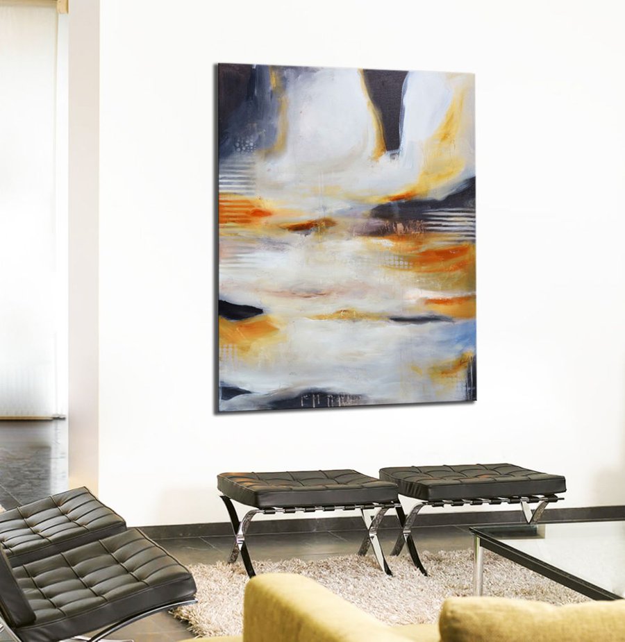 Uncharted Journey black, white and brown painting Acrylic painting by