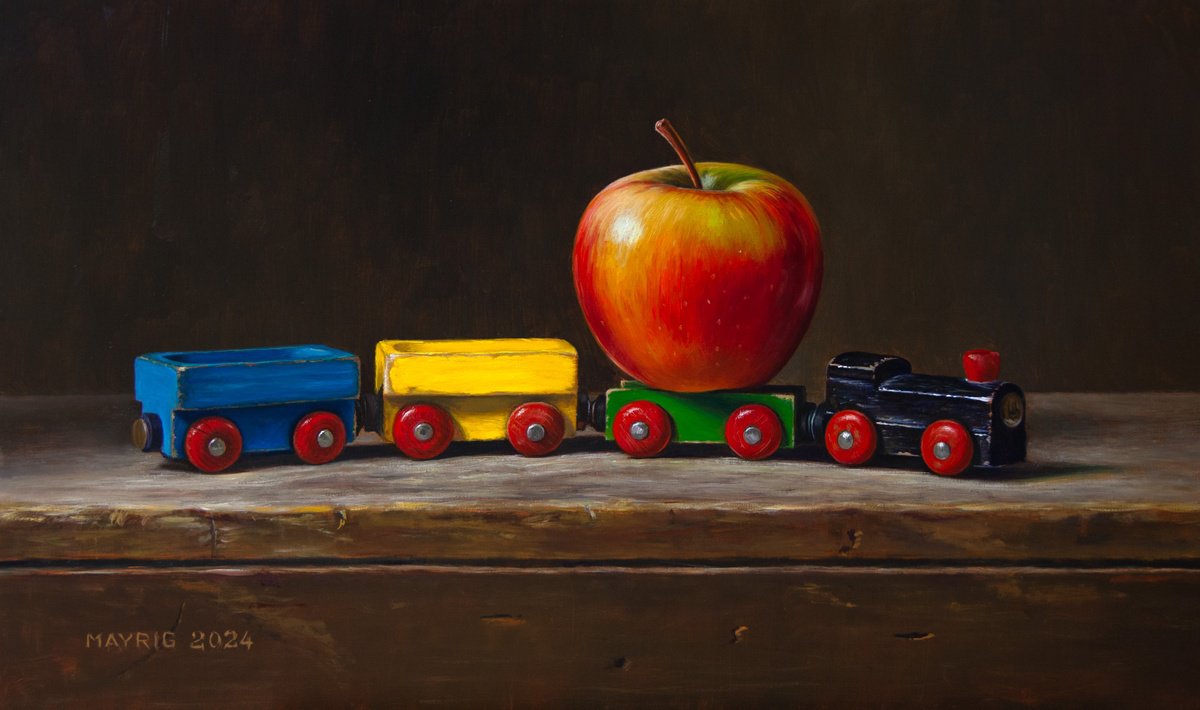 Photorealistic Still Life Oil Painting By Mayrig Simonjan, 20 X 12", Juice Express, Original Artwork