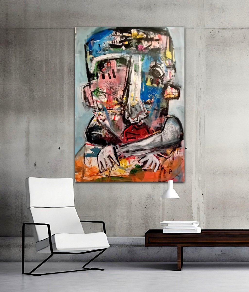 Abstract Portrait Acrylic Painting By Dimitris Pavlopoulos, 39 X 55, Femenino, Original Artwork