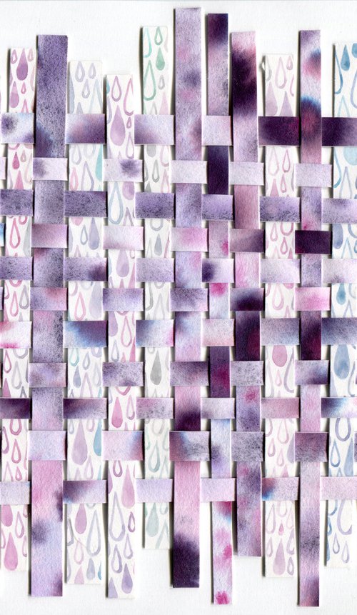 Violet rain paper collage by Liliya Rodnikova