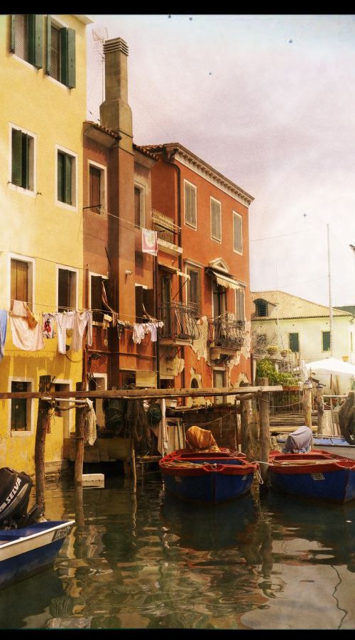 Venice sister town Chioggia in Italy - 60x80x4cm print on canvas 00839m1 READY to HANG by Kuebler