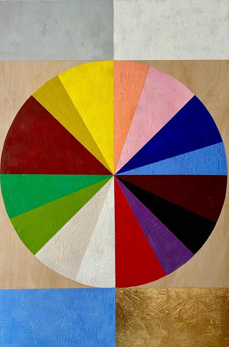 Geometric Abstract Painting By Domenica Brockman, 25 X 36, Spectrum 3/22, Original Artwork