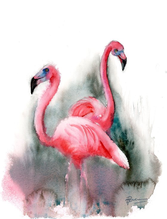 Pair of Flamingos