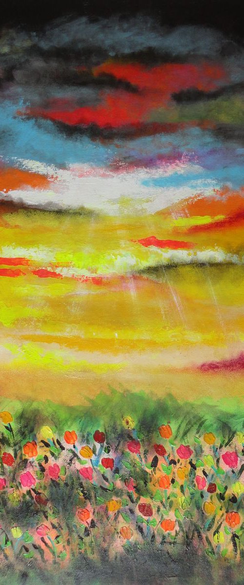 Evening Sunset Abstract Landscape !! Evening Glory !! by Amita Dand