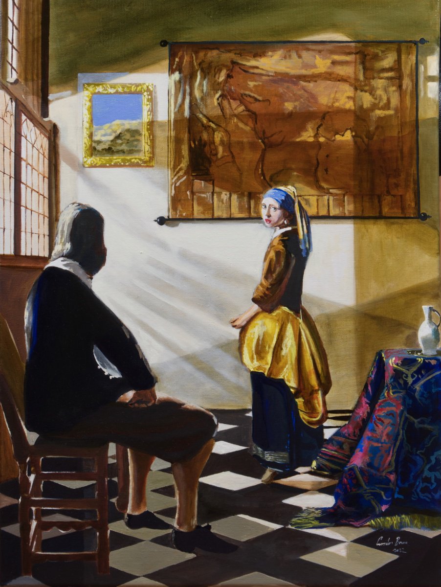 Impressionistic Portrait Oil Painting By Gordon Bruce, 18 X 24, Vermeer