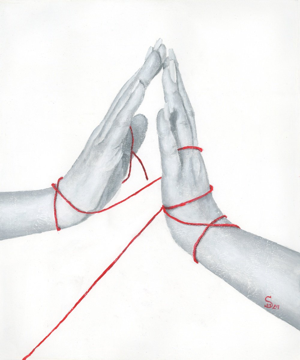 Expressive Portrait Acrylic Painting By Margarita Stepanova, 20 X 24", Soulmates, Original Artwork