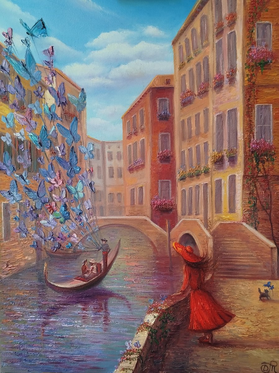 Impressionistic Landscape Oil Painting By Dmitrij Tikhov, 18 X 24, Romantic Trip, Original Artwork