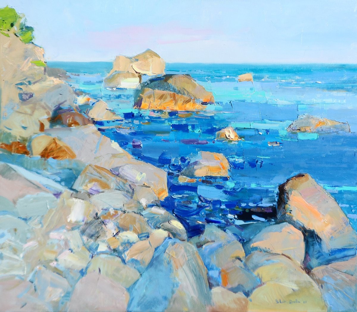 Impressionistic Landscape Oil Painting By Yehor Dulin, 31 X 28", " Sun Rays ", Original Artwork