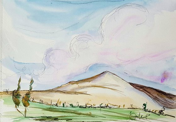 The Mourne Mountains - a watercolour and pencil study of Slieve Meelmore