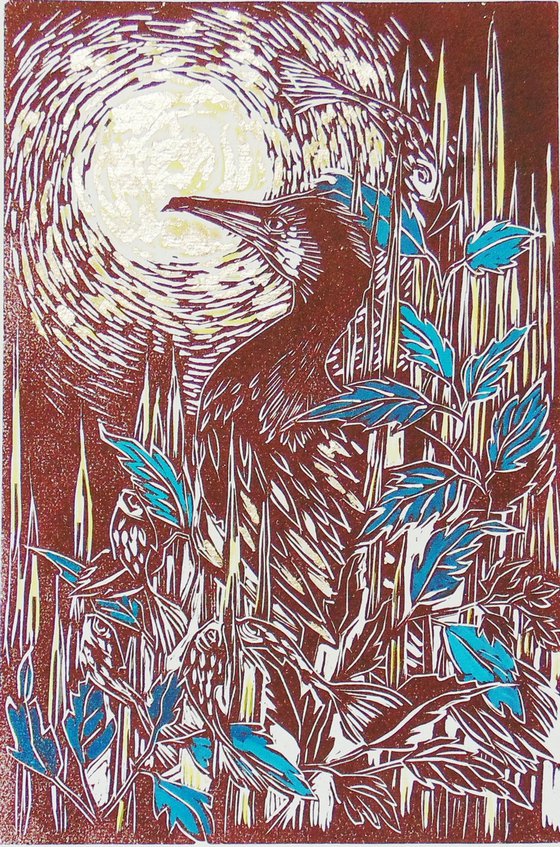 Cormorant linocut, A3