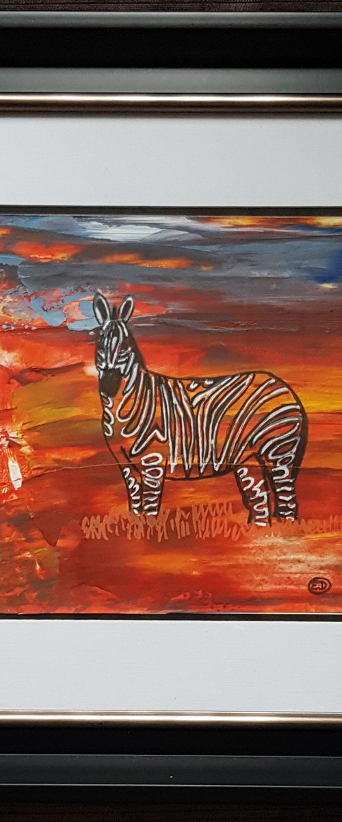 Zebra at sunset by Els Driesen