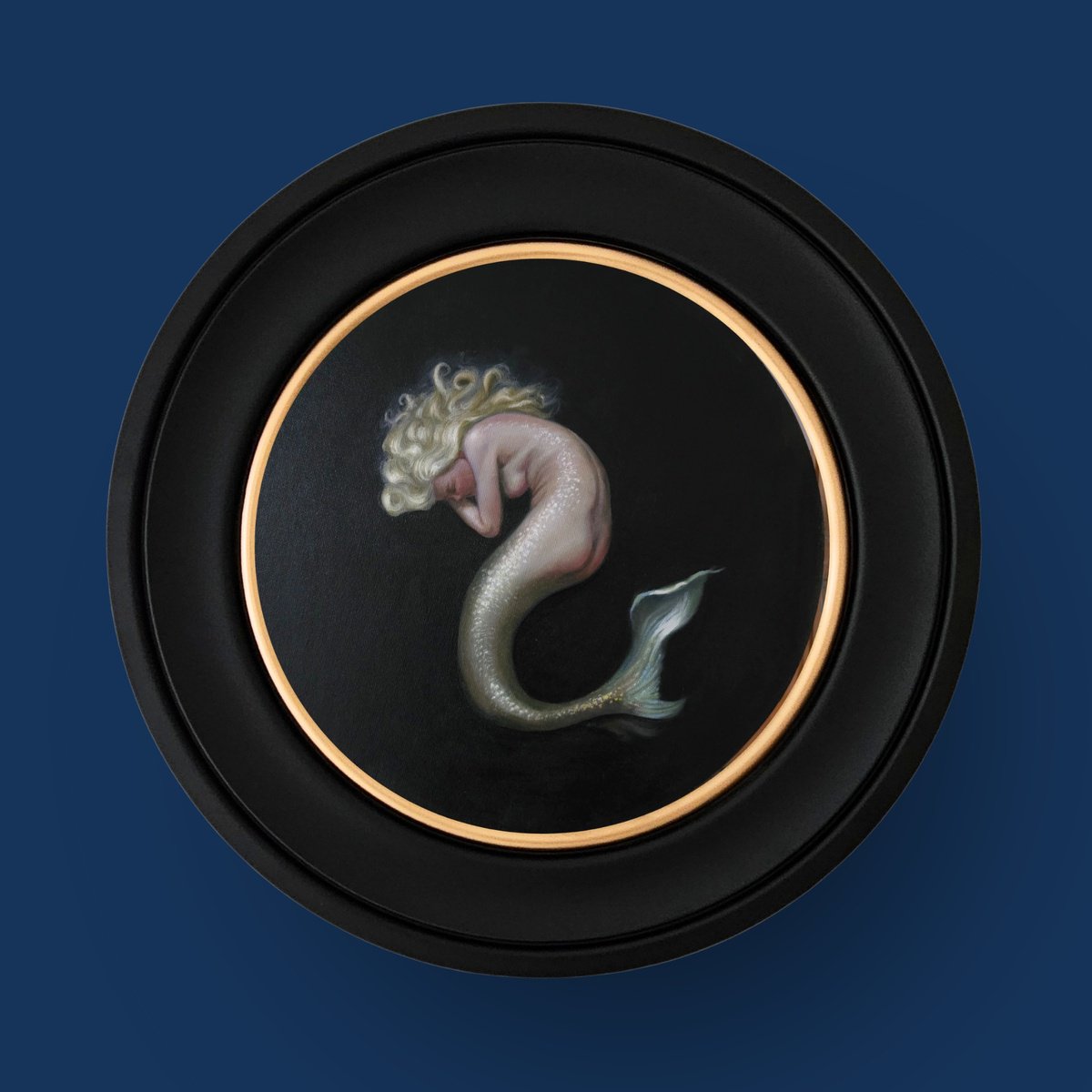 Photorealistic Oil Painting , Nimue, Mermaid Circular Oil Painting By Ellisa Hague, 17 X 17, Artwork For Sale On Artfinder