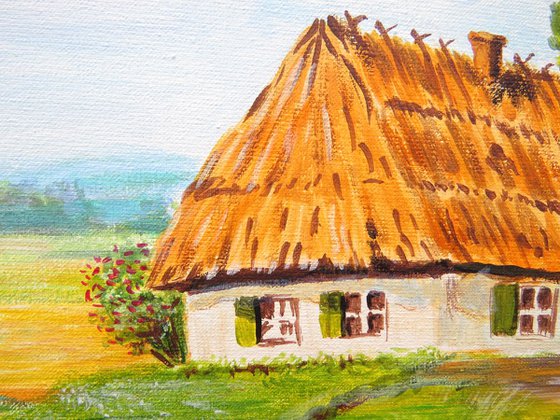 Ukrainian hut above the Dnieper, 50*40