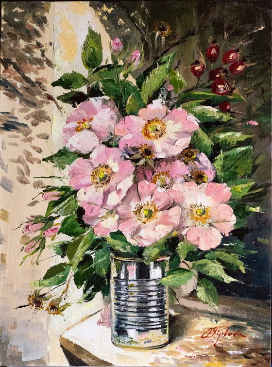 WILD ROSES IN THE TIN