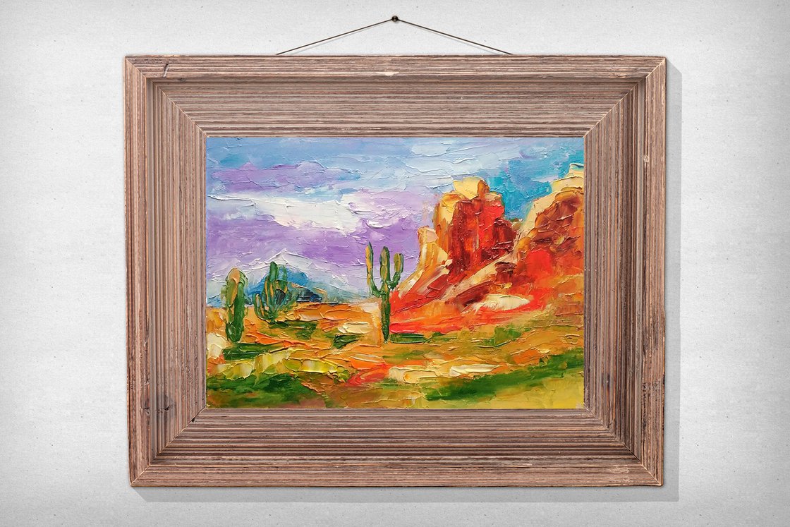 Travel Round ~ ARIZONA Desert Scene Destination handpainted 4 Needlep –  Needlepoint by Wildflowers