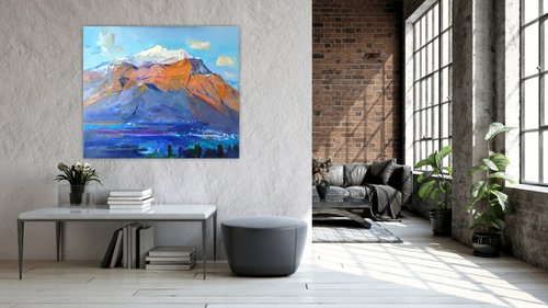 Mountains Switzerland Alp Italy Large Painting by Yehor Dulin