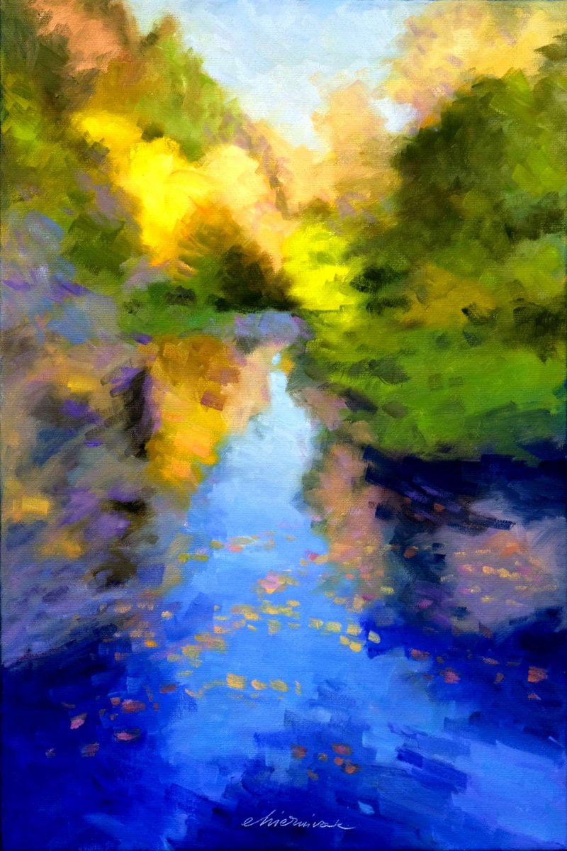 Impressionistic Landscape Oil Painting By Richard Mierniczak, 16 X 24", In The Black Forest 1., Original Artwork