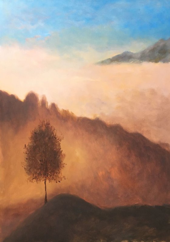 Morning and Fog, Landscape oil Painting