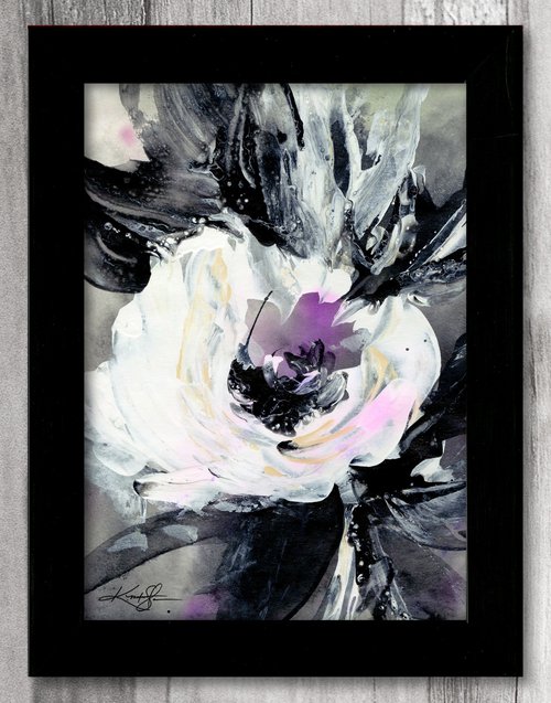 Midnight Blooms 10 - Framed Floral Painting by Kathy Morton Stanion by Kathy Morton Stanion