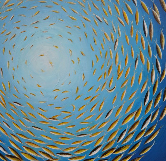 The circle of yellow fishColored fish