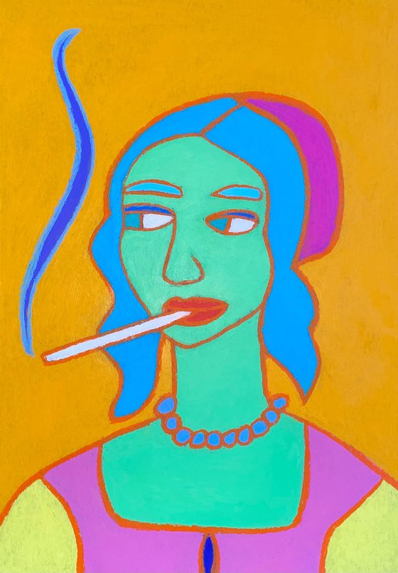 Naive Pop Art Renaissance woman portrait #2