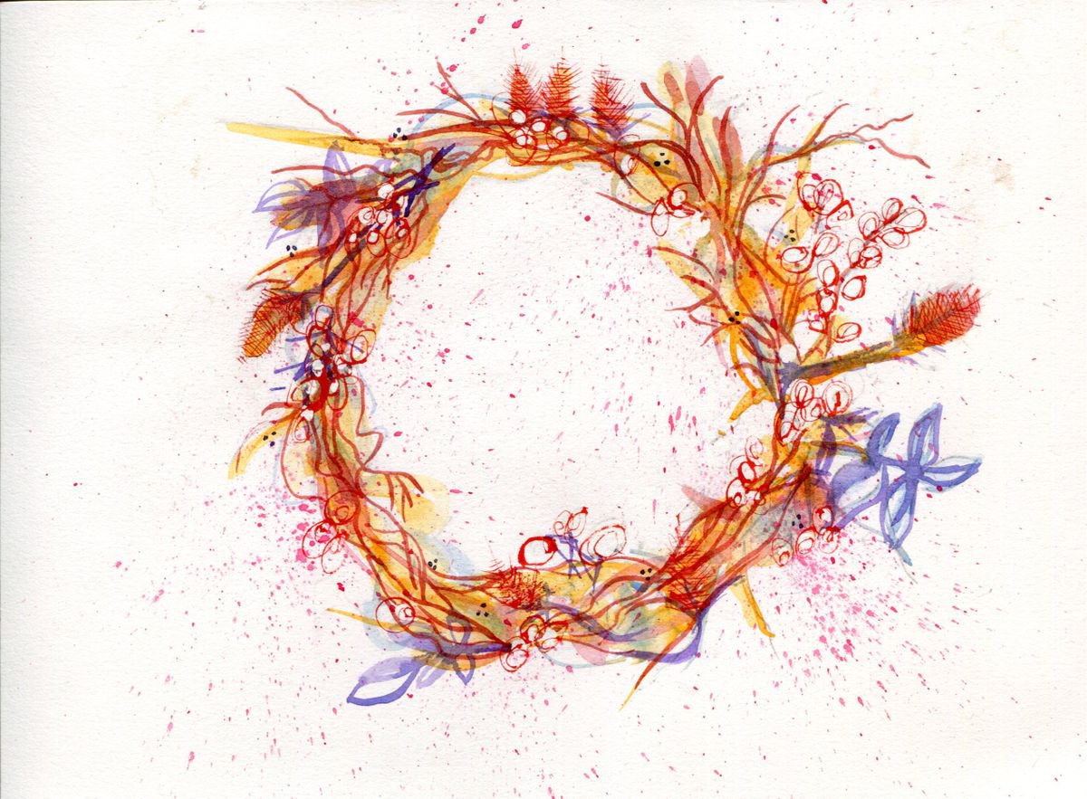 Pink, Purple and Yellow Wreath by Hannah Clark