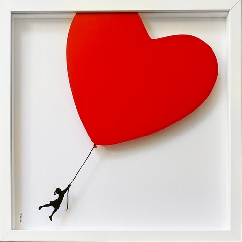 Balloon Heart on Glass - Shock RED by Veebee .