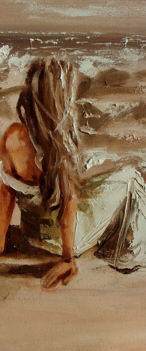 MONIKA LUNIAK " NEW DAY ... " original painting SEA SUMMER palette knife GIFT by Monika Luniak