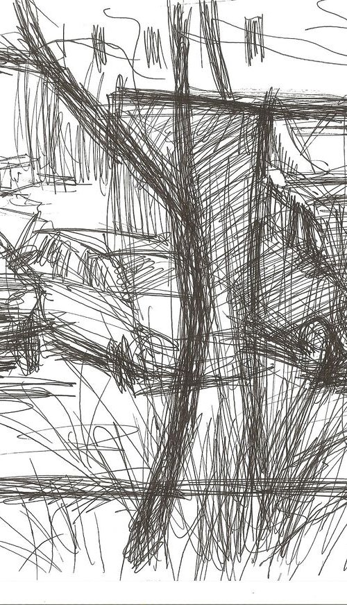 City yard. Autumn. A series of six drawings depicting city yard by Alexander Shvyrkov