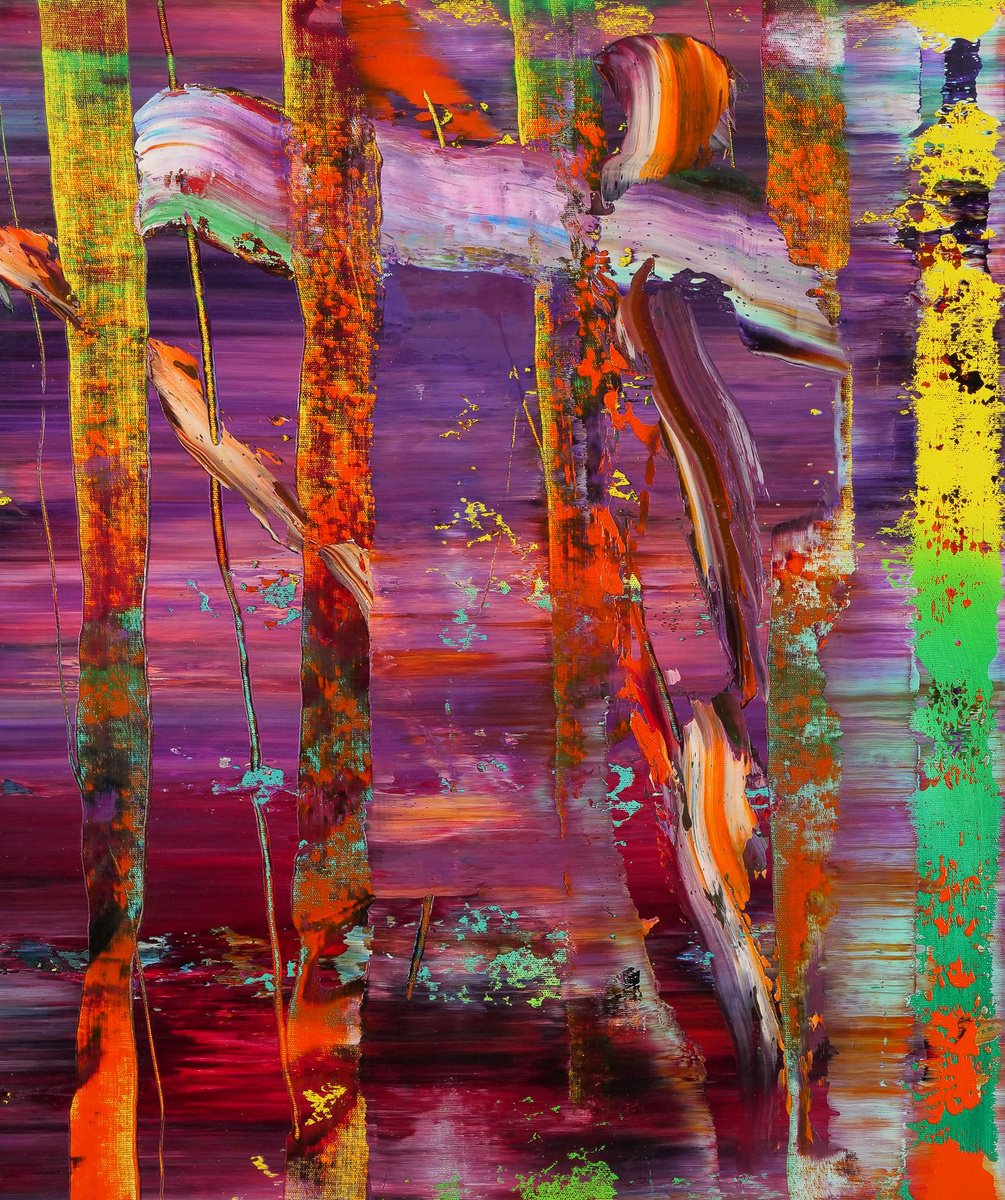 Abstract Oil Painting By Vadim Shamanov, 23 X 27", Lost Between Time, Original Artwork